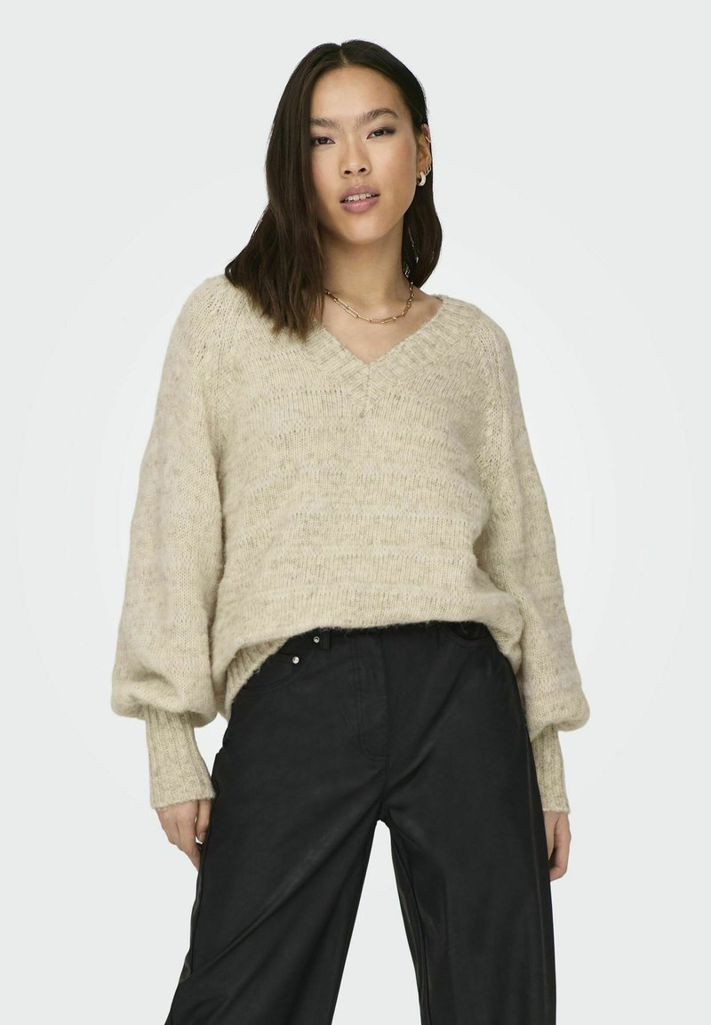 ONLY V NECK - Svetr - birch