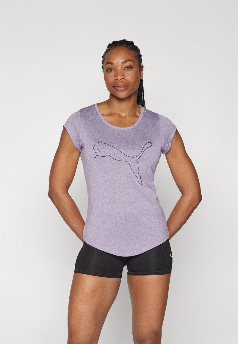 Puma PERFORMANCE HEATHER CAT TEE - Sport T-Shirt - pale plum heather/flieder - Zalando.at