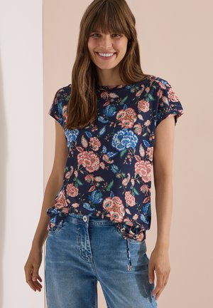 Cecil, KURZARM SHIRT MIT BOATNECK UND RAFFUNG - T-shirt imprimé - urban dark blue
