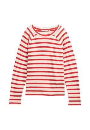 TOM TAILOR DENIM STRUCTURE WITH BUTTONS - Long sleeved top - white red stripe