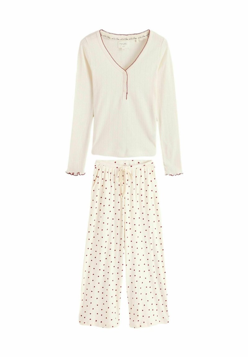Next REGULAR FIT - LONG SLEEVE SET - Nattplagg set - ecru hearts