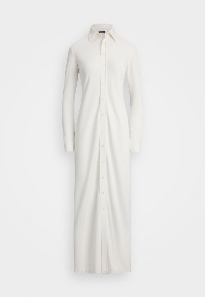 Polo Ralph Lauren BUTTONED PONTE MAXI SHIRTDRESS - Särkkleit - trophy cream