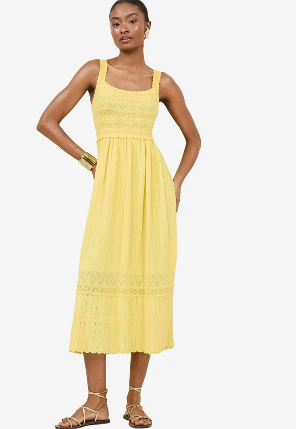 REGULAR FIT - POINTELLE STITCH SCALLOP SUMMER MIDI - Strickkleid