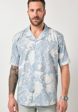 JP1880, HALF-SLEEVE CUBAN COLLAR FLORAL PRINT CUBAN FIT SHIRT UP TO SIZE 8 XL - Camicia - pigeon blue