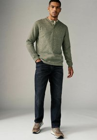 Next TEXTURED LONG SLEEVE GRANDAD - Neule - green waffle