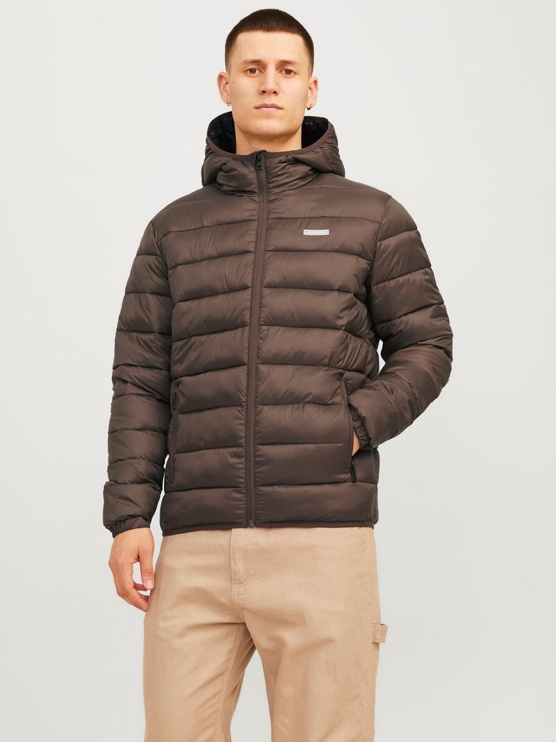 Jack & Jones JJVINCENT PUFFER HOOD - Lengva striukė - chocolate brown