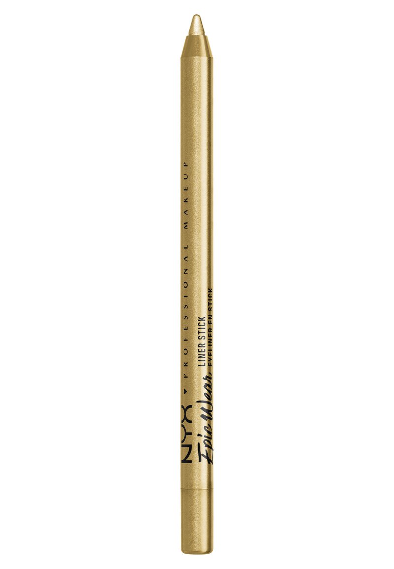 Crayon liner NYX Epic Wear en or métallique. Forme de crayon mince avec une pointe effilée, présentant une texture lisse et une finition vibrante et réfléchissante.