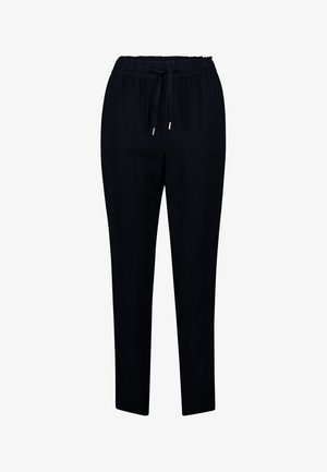 Pantalon de jogging noir léger avec une taille à cordon de serrage, des jambes fuselées et une texture lisse. Aucun motif ni accent visible.