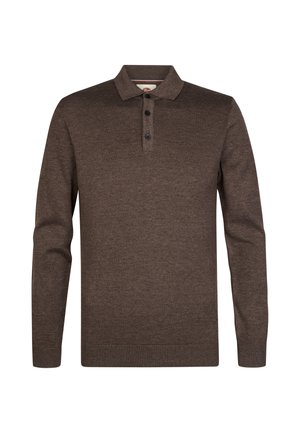 Petrol Industries, LONG SLEEVE KNIT POLO IRONBRIDGE - Poloshirt - cedar brown