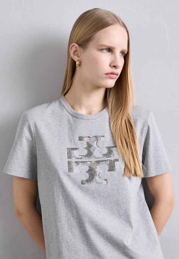 CRYSTAL LOGO - Print T-shirt - silver gray melange2