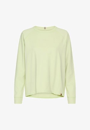Hellgrüner Sweatshirt mit Rundhalsausschnitt, langen Raglanärmeln und einem leicht gekürzten Saum. Weiche Textur mit minimalen Branding-Details.
