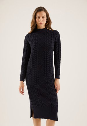 Strickkleid - dark blue/gold