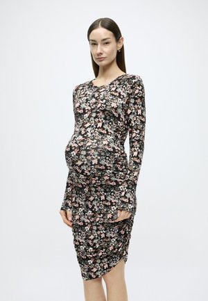 OLMKODI L/S DRESS JRS - Denné šaty - black aop:floral (kodi) romance rose