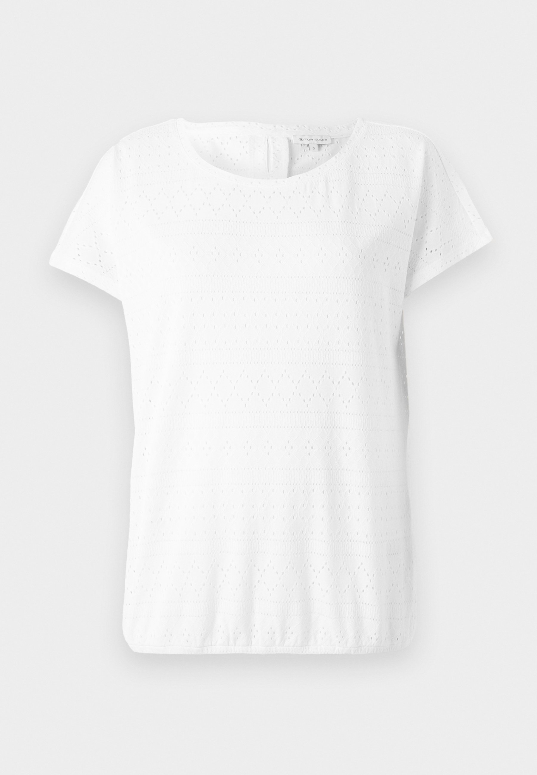 売れ筋商品|||トムテイラー Tシャツ レディース トップス AJOUR CREW NECK - Basic T-shirt - whisper white TOM TAILOR AJOUR CREW NECK - T-Shirt basic - whisper white