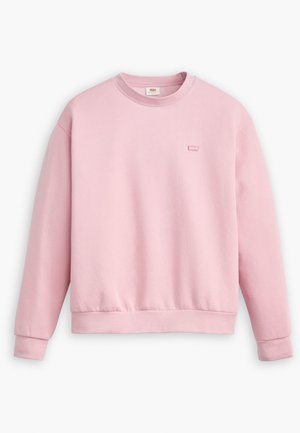 Hellrosa Sweatshirt mit Rundhalsausschnitt, hergestellt aus weichem Stoff. Gerippte Bündchen und Saum. Kleines Logo auf der Brust genäht. Lässiger, lockerer Schnitt.