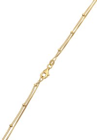 Guldfarvet kædearmbånd med glatte led og mønstrede detaljer, med en hummerlås for sikker lukning. Overfladen har en tekstureret detalje.