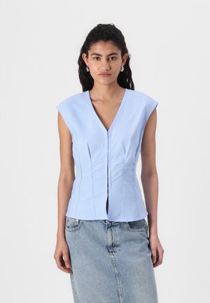 SLEEVELESS GATHERED - Pusero - light blue