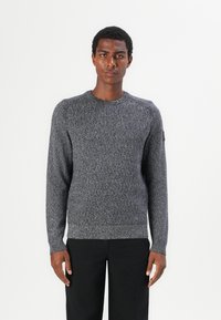 TOM TAILOR STRUCTURED MULTICOLOR CREW NECK  - Vesta - navy/multi coloured