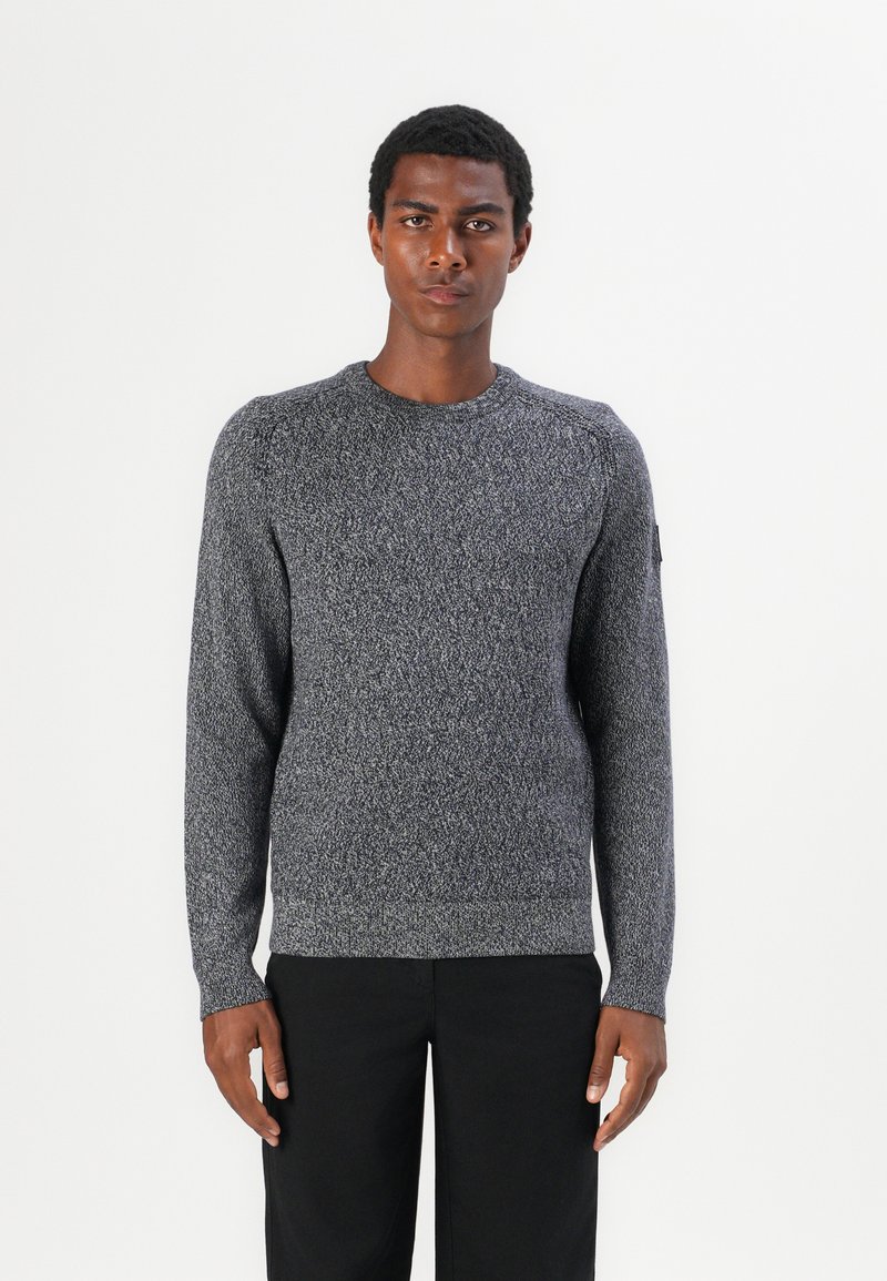 TOM TAILOR STRUCTURED MULTICOLOR CREW NECK  - Vesta - navy/multi coloured