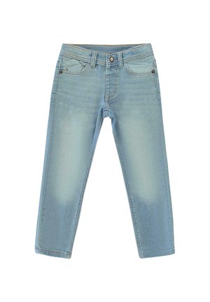 Lichtblauwe denim jeans met een vervaagde wassing, vijf zakken, een knoopsluiting, een rechtlijnig ontwerp en subtiele stikseldetails.