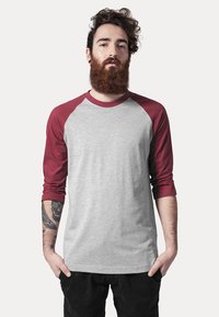 Urban Classics CONTRAST 3/4 SLEEVE RAGLAN - Top dugih rukava - gery/ruby