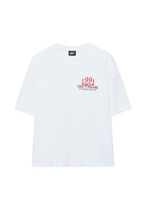 PULL&BEAR, CAR GRAPHIC T-SHIRT - Tričko s potlačou - white