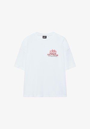 PULL&BEAR, CAR GRAPHIC T-SHIRT - Tričko s potlačou - white