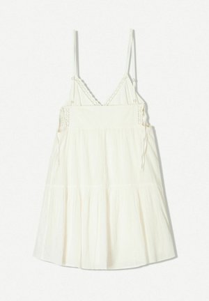 Bershka TEXTURED WITH TRIM MINI - Jurk - beige