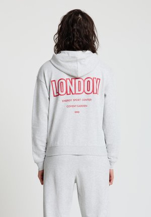 CON STAMPA RETRO - Sweat à capuche - grigio chiaro melange