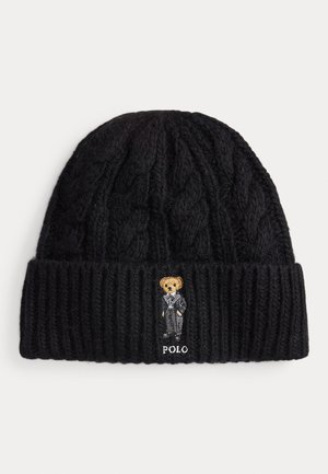 POLO BEAR CABLE WOOL-BLEND BEANIE - Berretto - black
