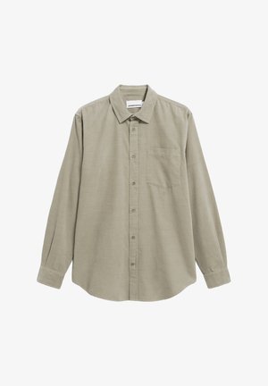 Knopfhemd in hellolivgrün, langärmlig, weicher Stoff, einzelne Brusttasche und dezentes Markenzeichen auf der Tasche.