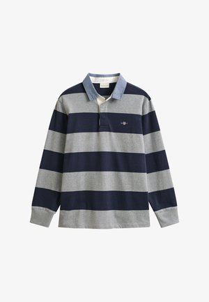 GANT STRIPE HEAVY RUGGER - Majica z dolgimi rokavi - grey melange
