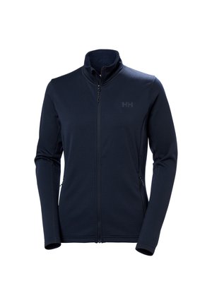 Granatowa kurtka na pełny zamek błyskawiczny z kołnierzem typu stójka, długimi rękawami, dwoma zamykanymi na zamek bocznymi kieszeniami oraz subtelnym logo "HH" na lewej piersi.