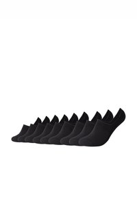 Calze nere a taglio basso disposte in fila, realizzate in morbido cotone misto. Ogni calza presenta una texture liscia e nessun motivo visibile.