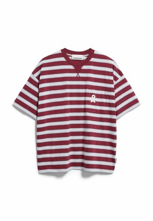 ARMEDANGELS, ICONIC Å STRIPE - T-shirt print - velvet red-soft blue-undyed