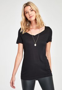 Next - SLOUCH V NECK  - T-shirt basic - black Miniatuurafbeelding 1