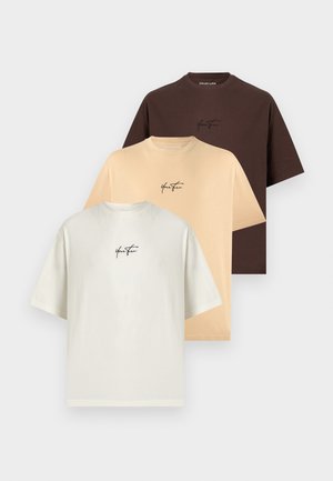 3 PACK UNISEX - Základné tričko - safari/egret/coffee bean