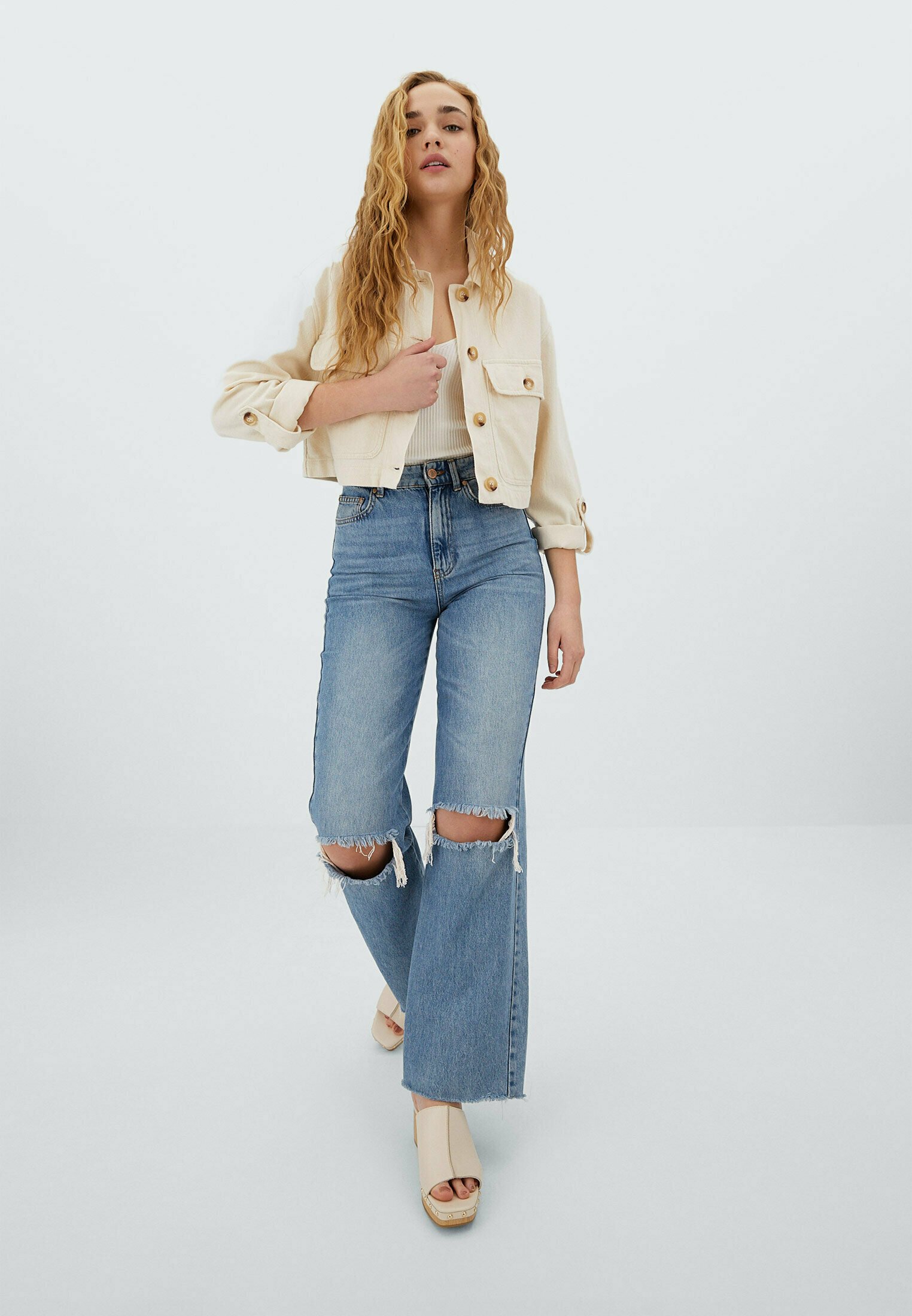 Stradivarius RUSTIKALE - Giacca di jeans - off white/avorio - Zalando.it