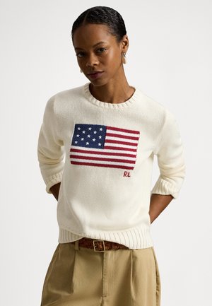 FLAG COTTON CREWNECK SWEATER - Πουλόβερ - cream