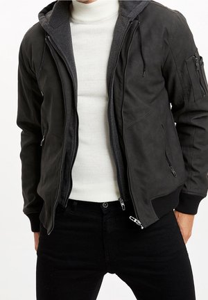 Faux leather jacket - anthracite