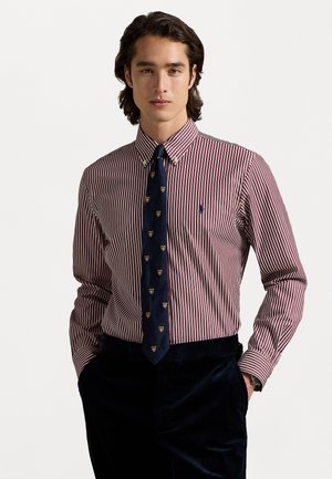 SLIM FIT STRIPED STRETCH POPLIN SHIRT - Shirt - classic wine/white
