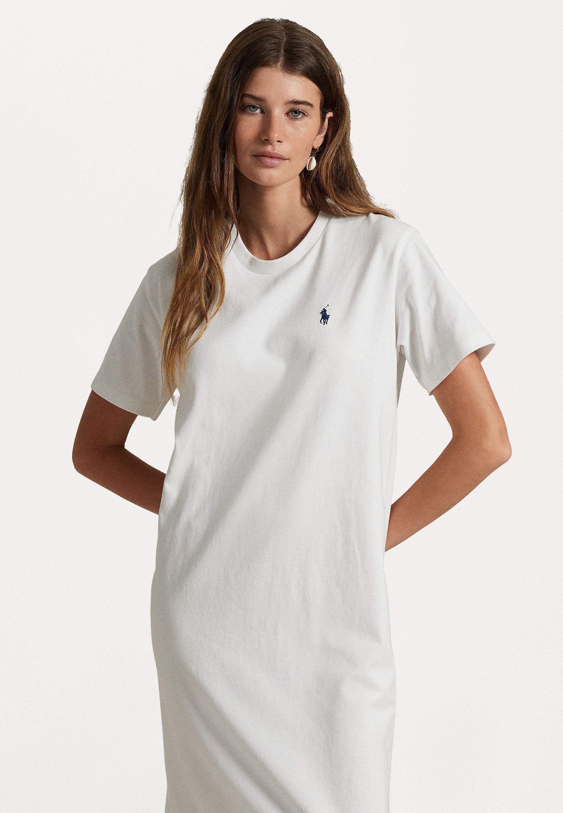 Polo Ralph Lauren COTTON JERSEY T-SHIRT DRESS - Jersey dress - white -  Zalando