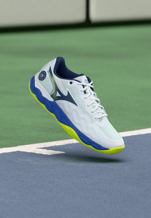WAVE ENFORCE COURT - Chaussures de tennis toutes surfaces - white/dazzling blue/lightning yellow