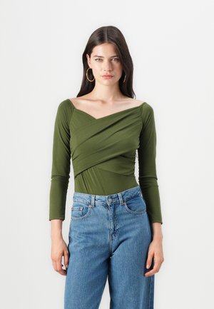 HALLE OFF SHOULDER BODYSUIT LONG SLEEVE - Longsleeve - dark khaki