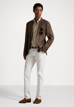 CUSTOM FIT LINEN SHIRT - Button down-skjorte - coastal beige/white