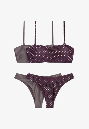 THE SET, REGULAR FIT - 2 PACK STRAPPY BANDEAU BIKINI SET . - Bikini - grey purple