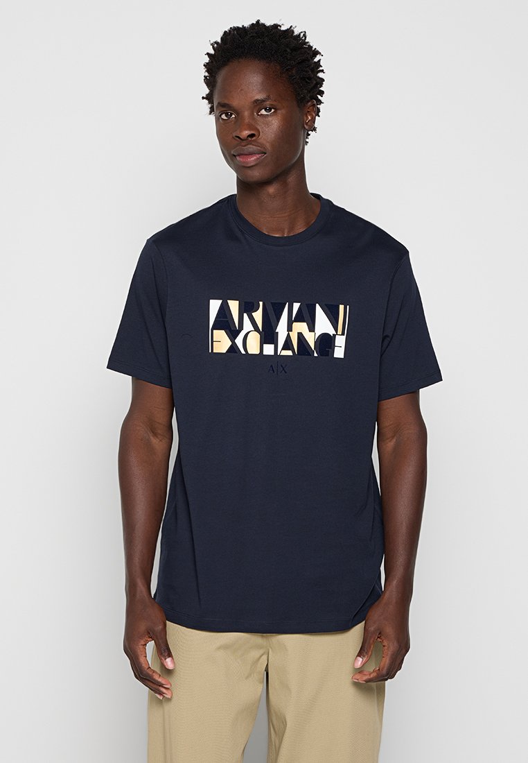 Armani Exchange T-shirt print donkerblauw