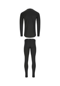 Sort langærmet top og leggings sæt. Glat, strækbart stof med et tætsiddende design. Taljen har en logoaccent.