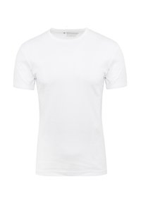 Witte katoenen t-shirt met korte mouwen en een klassieke ronde halslijn en een zachte textuur. Bevat een klein logo op de mouw.