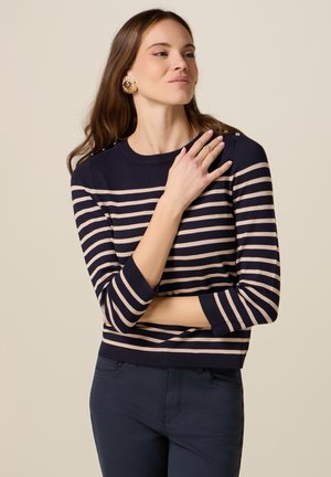 MAGLIA A RIGHE CON BOTTONI - Strickpullover - blu
